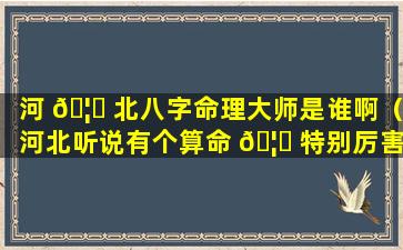 河 🦋 北八字命理大师是谁啊（河北听说有个算命 🦆 特别厉害的）